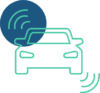 Icon eines grünen Autos für v2x mobile kommunikation