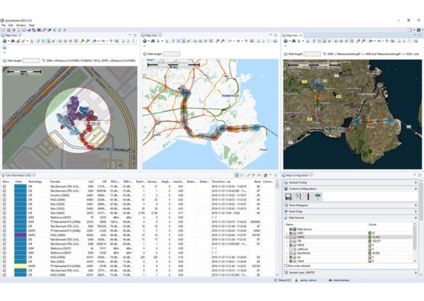 Screenshot of the SpaceMaster software platform with extensive evaluation and analysis functions, visualized in map and report presentation