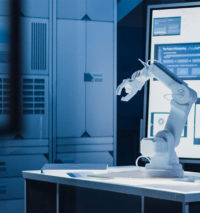 Robot arm in development lab