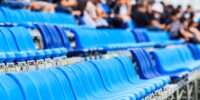 Blue seats in a stadium during an event