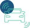 Icon eines grünen Autos für v2x mobile kommunikation