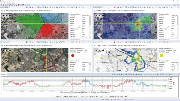 Screenshot of the SpaceMaster software platform with extensive evaluation and analysis functions, visualized in map and report presentation