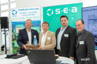 (v.l.n.r.:) TROWISTA-Geschäftsführer Wolf-Dieter Grönwoldt, Dr. Gerd Schmitz, Geschäftsführender Gesellschafter S.E.A. Datentechnik GmbH, Bürgermeister Alexander Biber und Christian Seigerschmidt, Vorstandsvorsitzender des Unternehmer-Clubs pro Troisdorf.