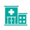 Icon eines Krankenhauses mit Kreuz-Symbol – Symbol für medizinische Einrichtungen, Gesundheitswesen oder Notfallversorgung.