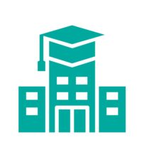 Symbolgrafik eines Universitäts- oder Forschungscampus – steht für mobile Inhouse-Funkversorgung in Bildungseinrichtungen