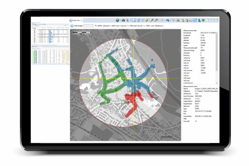 View of the streaming client software user interface with map and statistics plugin
