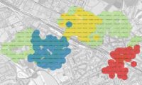 Kartenansicht mit Einzeichnung der Abdeckung von Mobilfunk und WLAN in einer Karte