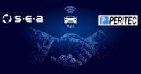 Handshake vor blauem Hintergrund mit Logos von SEA und Peritec