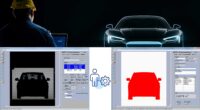 Operator bearbeitet mit der CPPMS-Software den digitalen Schattenriss eines Fahrzeugs nach der Stirnflächenvermessung