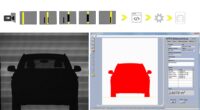 Komplettansicht der automatisierten Messstation zur Erfassung der Frontalfläche von Fahrzeugen – SEA Datentechnik