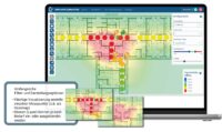 Flächenvisualisierung der Signalstärke in einem Gebäudegrundriss – Darstellung der Netzabdeckung als Heatmap mit individuell ein- und ausblendbaren Layern zur gezielten Analyse.
